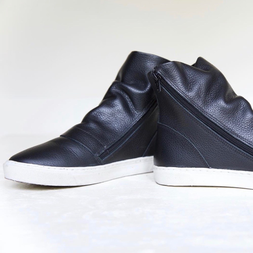 New Black Leather Sneakers